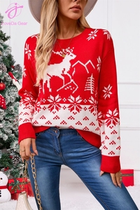 <span class=keywords><strong>Pull</strong></span> en tricot jacquard personnalisé Loveda pour <span class=keywords><strong>femme</strong></span>, col rond, chaud, automne-hiver, avec logo brodé, idéal pour Noël - Product Image 3