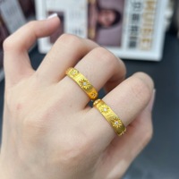 Bague en or massif 18 carats AU750 véritable, finition brossée, motif étoile, luxe léger, personnalisée, en or jaune massif, fine, pour mariage