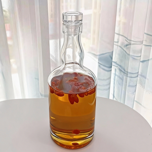 Bouteilles <span class=keywords><strong>de</strong></span> vin en verre rondes vides <span class=keywords><strong>de</strong></span> 500 ml (16 oz) avec bouchon en verre rechargeable pour le claret, le porto, la tequila - Product Image 2