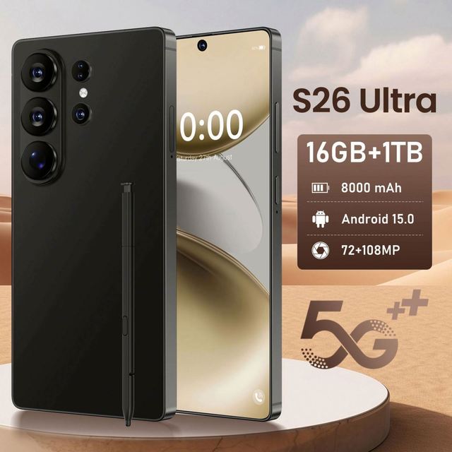 Hot Selling S26 ULTRA 5G LTE Smartphone 7.3 Inch Cheap Deca Core Snapdragon 800 Series High-end 72MP+108MP Android Phone