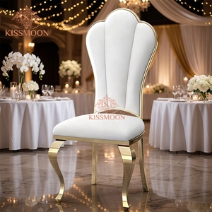 <span class=keywords><strong>Sedie</strong></span> per Eventi di Lusso <span class=keywords><strong>Moderne</strong></span> con Telaio in Acciaio Inox Dorato e Rivestimento in Pelle PU Bianca per Matrimoni ed Eventi - Product Image 1