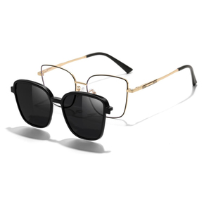 Phụ nữ sang trọng TR90 + kim loại 1 trong 1 clip trên xu hướng Cat Eye kính khung Eyewear với Magnetic Clip-on với ống kính phân cực - Product Image 3