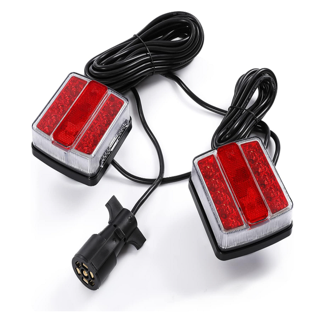 DOT Approved 12 Volts LED Rear Lights IP68 Waterproof Magnetic Trailer Towing Light Kit with 24ft Cable 7 Pin Plug New Condition