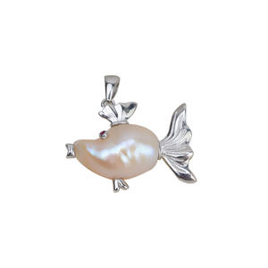 Pendentif en argent 925 fait main, forme baroque, grand poisson à queue, perle de forme spéciale, collier, composants de bijoux DIY pour femmes, vide - Product Image 5
