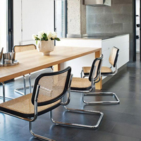 Vente en gros de chaise de restaurant Offre Spéciale du milieu du siècle chaise de café en osier naturel sans bras chaise de salle à manger en canne noire Canada