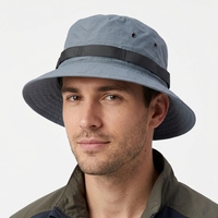 Topi Boonie Kustom Lebar, Topi Matahari Outdoor Warna Abu-abu Slate, Jaring Nilon Berventilasi, untuk Memancing, Kemah, Unisex, Grosir