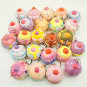 Juguete antiestrés de PU de rebote lento con forma de comida simulada, llavero, colgante de mini pastel lindo, juguetes de apretar de rebote lento para descomprimir para niñas - Product Image 5
