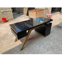 Table de bureau en métal doré, meuble de bureau, à domicile, pour patron, MDF, noir