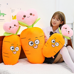 New Arrival Dài Dải Cà Rốt Đồ Chơi Sang Trọng Nhà Máy Trực Tiếp Bán Trái Tim Trên Đầu Ném Gối Đáng Yêu Hình Rau Nhồi Bông Đệm - Product Image 2