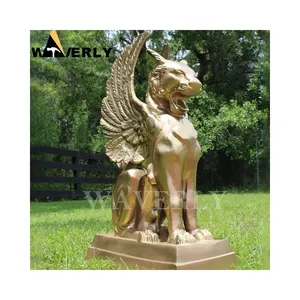 Custom Casting Copper Griffin Statues Gold Sculpture Large Size Bronze Brass Metal Winged Cat Gargoyle Statue