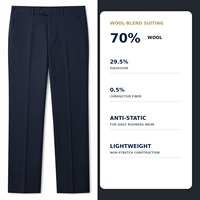 Pantalon de Costume Homme en Mélange de Laine Coupe Slim Formel Anti-Statique Infroissable OEM Marque Privée Vente en Gros