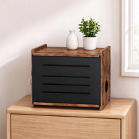 Boîte de rangement rustique en bois pour routeur, avec panneau à lattes ventilé, boîte de gestion des câbles en bois avec plateau supérieur, organisateur de fils en bois