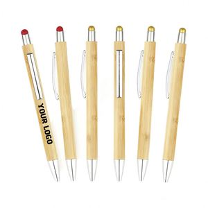 ปากกาลูกลื่นไม้ไผ่รีไซเคิล เป็นมิตรกับสิ่งแวดล้อม พร้อมหน้าจอสัมผัส  รับทำโลโก้ตามสั่ง - Product Image 1