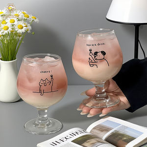 Coréen mignon chiot Brandy Snifters Cognac lunettes motif personnalisé verre gobelet 350ml fruits verre à vin - Product Image 3