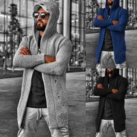 Cardigan masculino de cor sólida, preço de fábrica, outono, cor sólida, com capuz, jaqueta, suéter