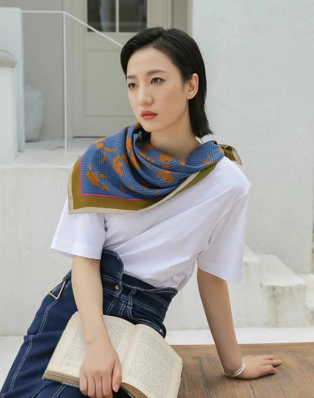 100% Silk Scarves Sand Washing Digital Printed Women Silk Twill 63センチメートルSquare ScarfためWomen