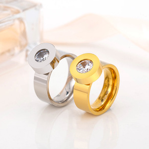 Men's <b>Titanium</b> Steel <b>Ring</b> 18K Gold Plated Diamond Set Geometric Design Everyday Wear - Product Image 4