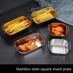 Korea Style Tableware Designer Dinnerware Gold Silver Stainless Steel <strong>Dessert</strong> Snack <strong>Tray</strong> - Product Image 2