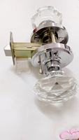 Serrure de porte en fer sphérique silencieuse de haute qualité, dorée, à clé, avec poignée en cristal poli, antivol, durable et luxueuse