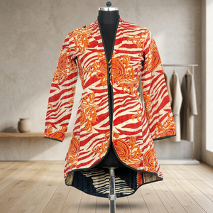 100% Cotton Indian Kantha Stitch Quilted Jacket <b>Coat</b> - Product Image 3