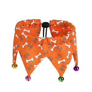 Collare per animali domestici di Halloween grazioso collare traspirante regolabile con osso di zucca e gatto per vacanza con colletto