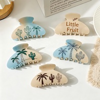 Nouvel Arrivage Pince à Cheveux Style Île Coco Palmier Cactus, Accessoire pour Chignon Arrière de Tête Femme, Logo Personnalisé