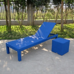 Chaise longue de jardin en rotin avec coussin, design simple, pour balcon, piscine, plage, cour, club - Product Image 3
