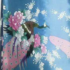 Peacock satin print fabric