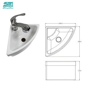 JDA Wholesale Boat Caravan <strong>RV</strong> Camper White Acrylic Triangular Wash Basin Sink with <strong>Faucet</strong> Drain Hose Kit - Product Image 2