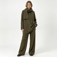 Ensembles Pour Femmes Vetements Femme Pull Mélange Laine Décontracté, 3 Pièces Tricot Torsadé Avec Foulard, Direct Usine