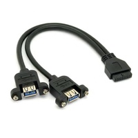 Cable Divisor en Y USB 3.0 de 20 Pines Hembra para Placa Base a Doble USB 3.0 Hembra para Montaje en Panel