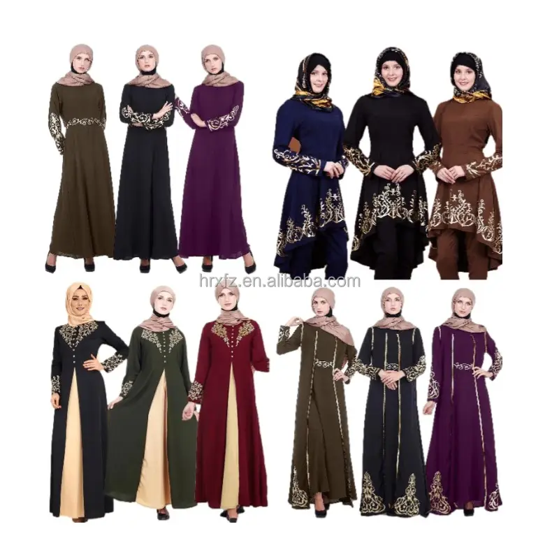2022 New Muslin Dubai Arab high-end classic loose robe fashion hot stamping Middle Eastern women's dress