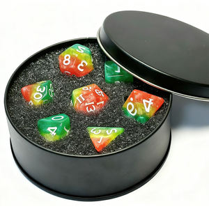 Set di dadi da gioco in resina acrilica poliedrica per adulti con bordo rotondo personalizzato arcobaleno - Product Image 5