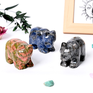Sculpture d'animal en cristal naturel, ours en quartz rose pour la décoration de la maison - Product Image 3