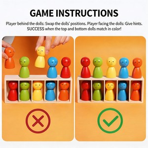 Jeu de puzzle en bois Montessori pour apprendre les couleurs, jouet éducatif sensoriel pour enfants d'âge préscolaire, vente en gros - Product Image 4
