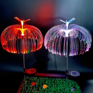 Nhà máy thiết kế IP65 năng lượng mặt trời Powered không thấm nước LED sợi quang Đèn chuồn chuồn sứa Vườn cỏ đèn có thể điều chỉnh nhiệt độ màu - Product Image 2