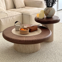 Table basse mobile haut de gamme pour salon, mobilier d'appartement, style crème, cadre en bois moderne, rangement multifonctionnel, portable