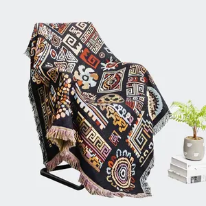 Individuelle 100 % Baumwolle bohemianische Wandteppich Sonne Mond gewebte dekorative Decke mit Fransen superweicher Winter-Sofabezug
