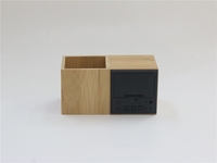 Réveil de table de bureau à LED numérique en bois avec horloge décorative porte-stylo bricolage