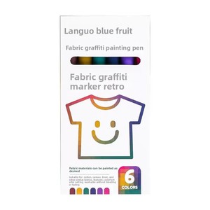 Nouveau <span class=keywords><strong>stylo</strong></span> de peinture textile Languo 6 couleurs pour vêtements, <span class=keywords><strong>marqueur</strong></span> graffiti pour vêtements à peindre soi-même, aquarelle textile - Product Image 3