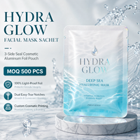 Sachet pour masque facial de qualité alimentaire, imprimé en héliogravure, scellé sur 3 côtés, en PET/VMPET/PE, étanche, avec fermeture éclair supérieure anti-humidité