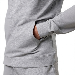Conjunto de Sudadera con Capucha Gris para Hombre, Chándal Informal de Longitud Completa con Bolsillos Laterales, Corte Regular, Ropa de Otoño, 100% Poliéster - Product Image 5