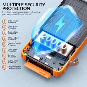 Banque d'alimentation solaire 20000mAh avec câbles intégrés, charge rapide sans fil pour téléphones, écouteurs, montres - Product Image 2
