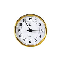 Jam Meja Mini 80mm Berbingkai Emas Plastik Quartz Dial Putih Angka Arab DIY Pengganti Baterai Modern