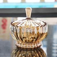 Wholesale Sugar Bowl Lotus Glass Candy Jar with Packaging Box for Food Storage Home Decoration
