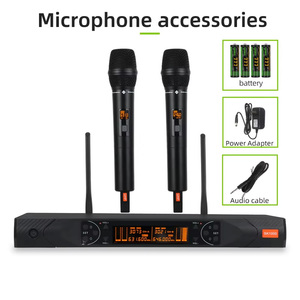 Sistema DE MICRÓFONO INALÁMBRICO UHF JGM profesional de 2 canales con luces LED para escenario Campus rendimiento concierto KTV <span class=keywords><strong>Karao</strong></span> - Product Image 4