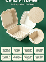 Contenant alimentaire jetable en pulpe de canne à sucre résistant à l'huile, boîte à bento en bagasse écologique pour gâteaux et repas