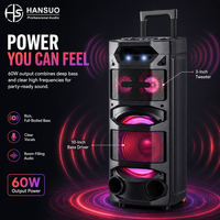 Speaker Party Rechargeable HANSUO HS-TS10V6 dengan Driver Bass 10 Inch, Tweeter Ganda, USB, TF, FM, dan Efek Lampu Dinamis