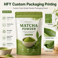 Op maat gedrukte, voedselveilige, hersluitbare staande zipzakken met hoge barrièrefolie verpakking voor Matcha groene thee, koffiepoeder, 100g, 500g