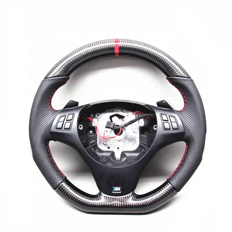 سباق السيارات عجلة توجيه سيارة الأحمر الدائري لسيارات BMW M3 E90 E92 E93 330i 335i 135i E82 E87 ألياف الكربون عجلة القيادة